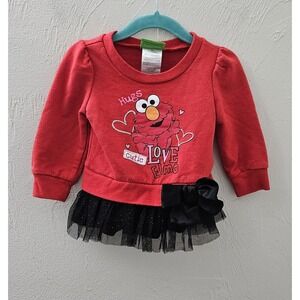 Elmo Girls Sesame Street Red Sweatshirt Size 18 Months 2015‎ Long Sleeve Tulle